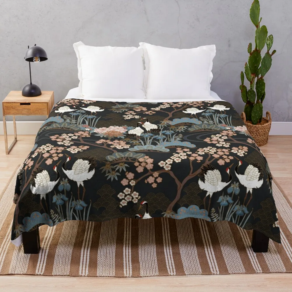 

Japanese Garden Dark Throw Blanket Weighted Blanket Throw And Blanket