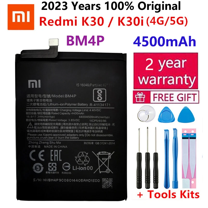 

Xiao Mi 100% Original Replacement Phone Battery BM4P 4500mAh For Xiaomi Redmi K30 / Redmi K30i (4G/5G) Bateria Batteries +Tools