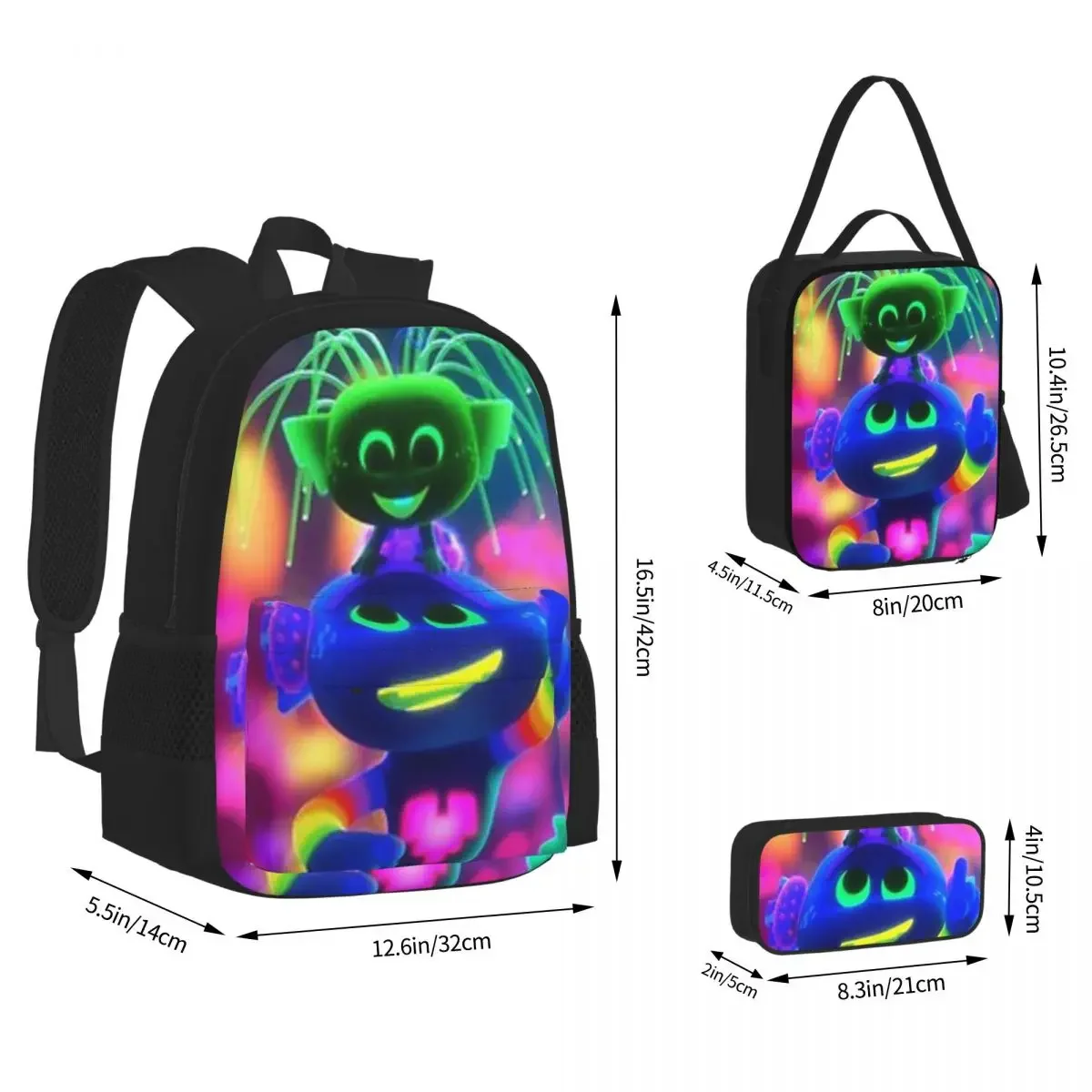 

Рюкзаки троллекс для мальчиков и девочек, школьные ранцы для учеников, детский мультяшный рюкзак, сумка для ланча, набор из трех предметов