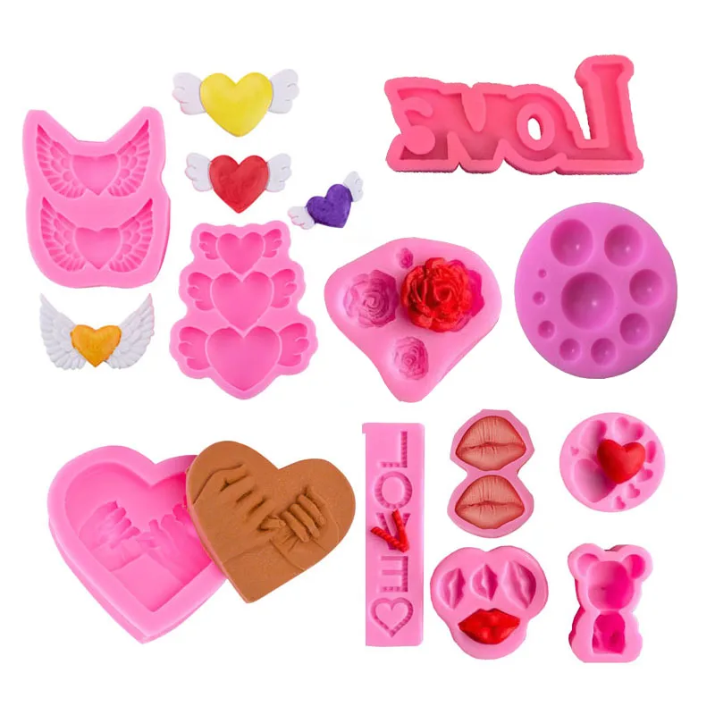 

Silicone Mold Bear Lip Heart Love Shapes Cookie Biscuit Molds Mousse Fondant Cake Baking Modle Home Diy Supplies