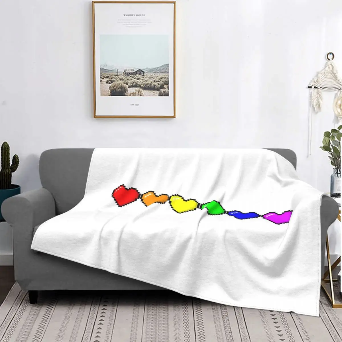

Manta de corazones pixelados de Orgullo Gay, colcha de cama a cuadros, manta de playa, manta con capucha, mantas receptoras
