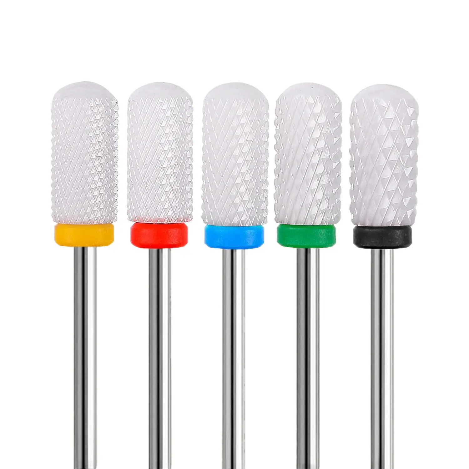 

Professional Cylindrical Ceramic Nail Bits Set, 5PCS Cuticle Nail File Bits for Acrylic Nails,Manicure Pedicure Home& Salon Use