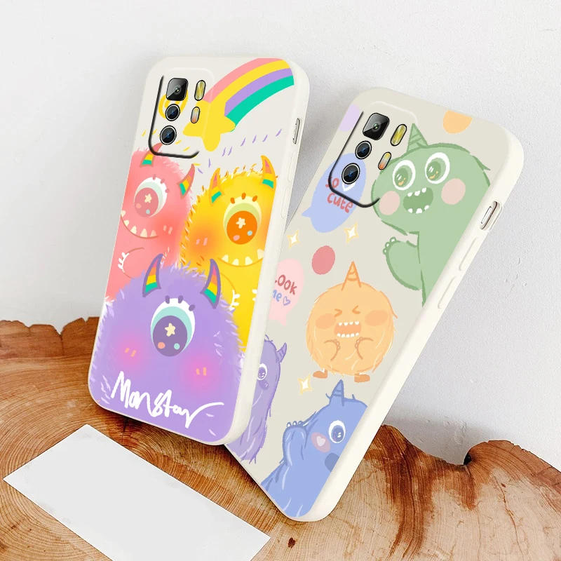 

Cartoon cute furry monsters Phone Case For Samsung Galaxy S22 S21 S20 Pro FE S10 Note 20 10 Plus Ultra Liquid Rope Cover