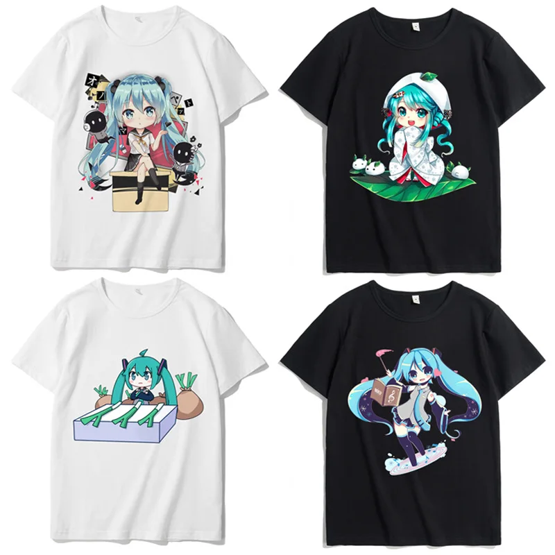 

Summer Cartoon Hatsune Miku Short-Sleeved Two-Dimensional Animation Printing Youth Students Loose Casual Half-Sleeved T-Shirt