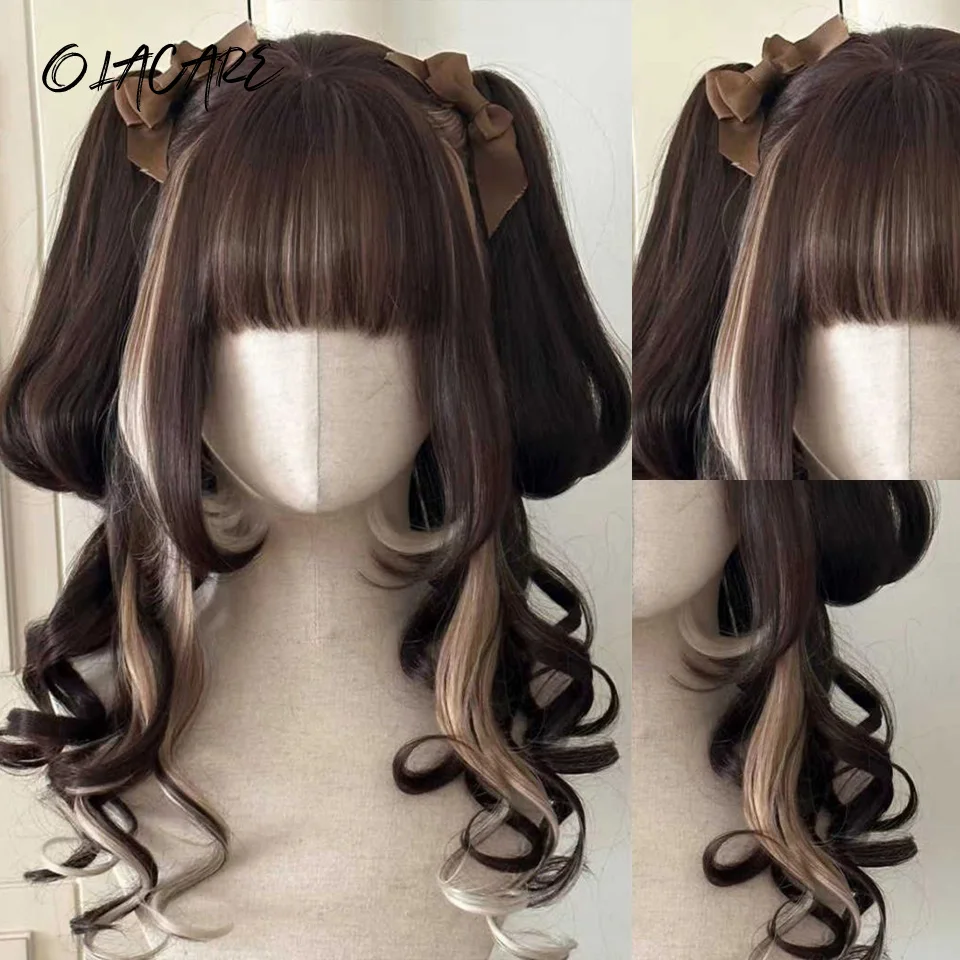 OLACARE Натуральные Коричневые Черные Блондинки Длинные Волнистые Парики Из