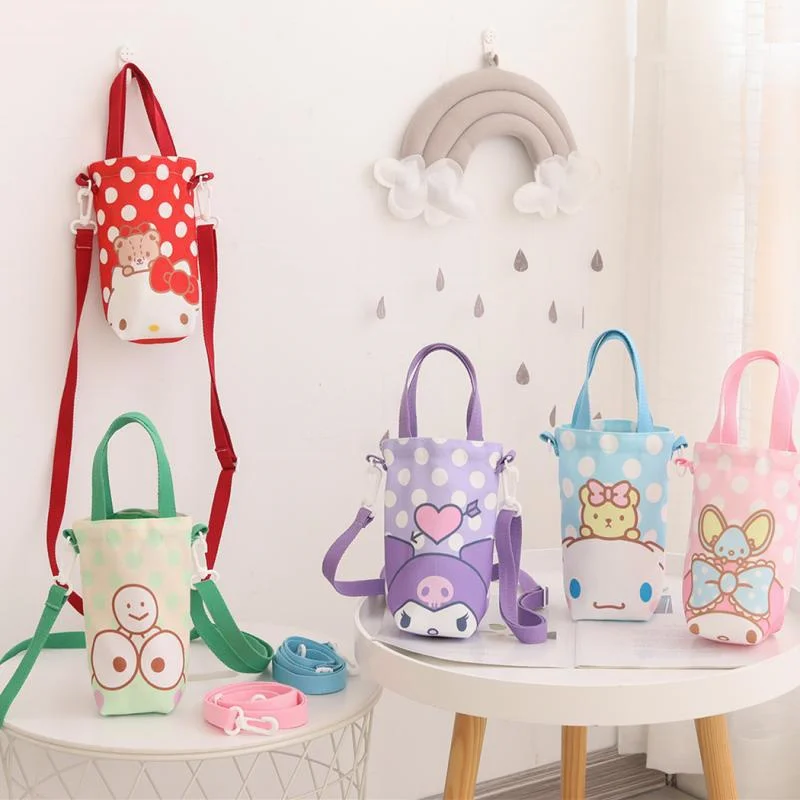 

Sanrioed мультфильм Kt Cat Kuromi Cinnamoroll My Melody Холщовая Сумка для бутылки с водой аниме Kawaii портативный термос наборы чашек сумки для хранения