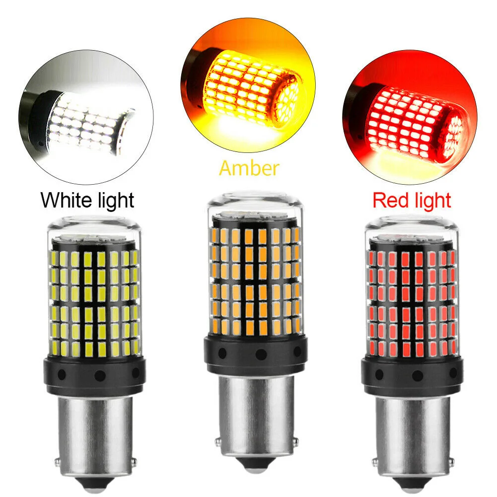 

2 шт. 1156 PY21W LED 144SMD Canbus автомобильный тормозной фонарь задний фонарь лампа IP65 водонепроницаемый желтый/красный/белый автомобильный светильни...