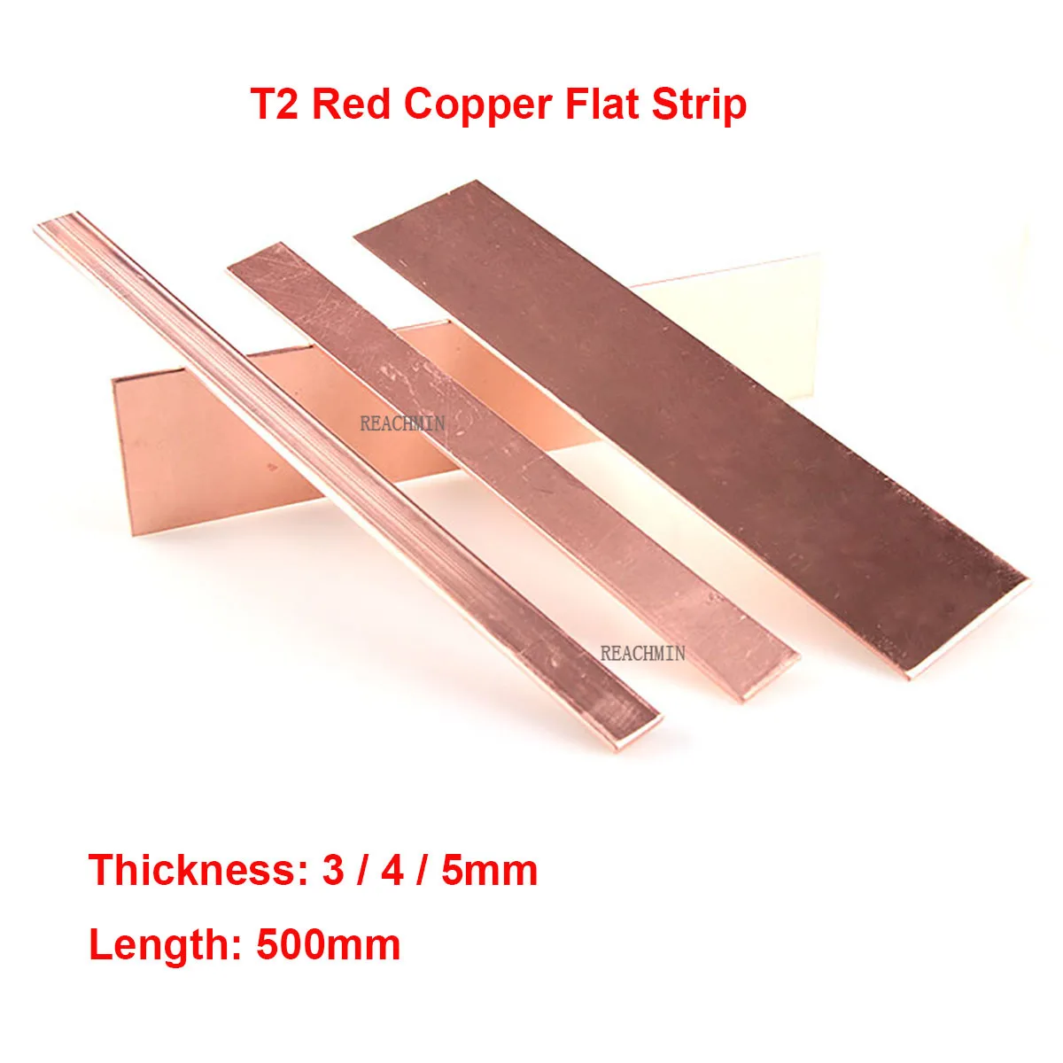 

1pcs High Quality T2 Red Copper Flat Bar Strip 99.95% Pure Copper Plate CNC DIY Material Thickness 2 / 3 / 4 / 5mm Length 500mm