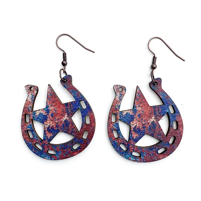 Женские серьги в форме подковы со звездами | Серьги-подвески