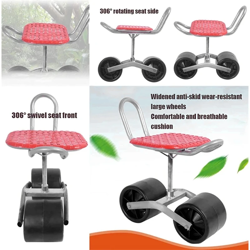 

Promotion! 360Degree Swivel Seat Garden Cart With Wheels Rolling Work Seat Mobility Aid Home Cart Seat Stool Planting Picking St
