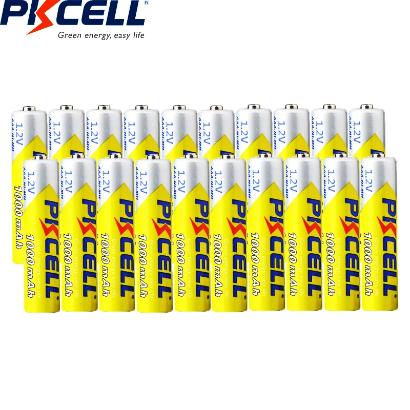 

Аккумуляторы PKCELL Ni-MH AAA, 1,2 в, 1000 мАч, 3 А, 1,2 в, 20 шт.