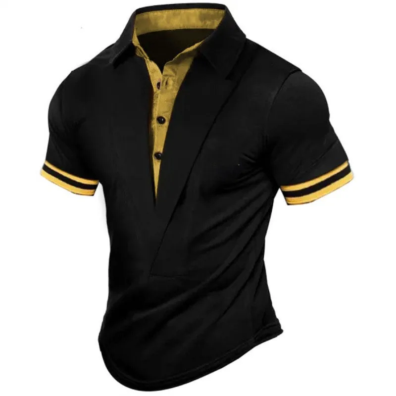 

2023 Summer Collar Button-up Blouse and Shirts Streetwear Muscle Solid One Piece Tops 2yk Clothing Fashion Patchwork Shirts Men