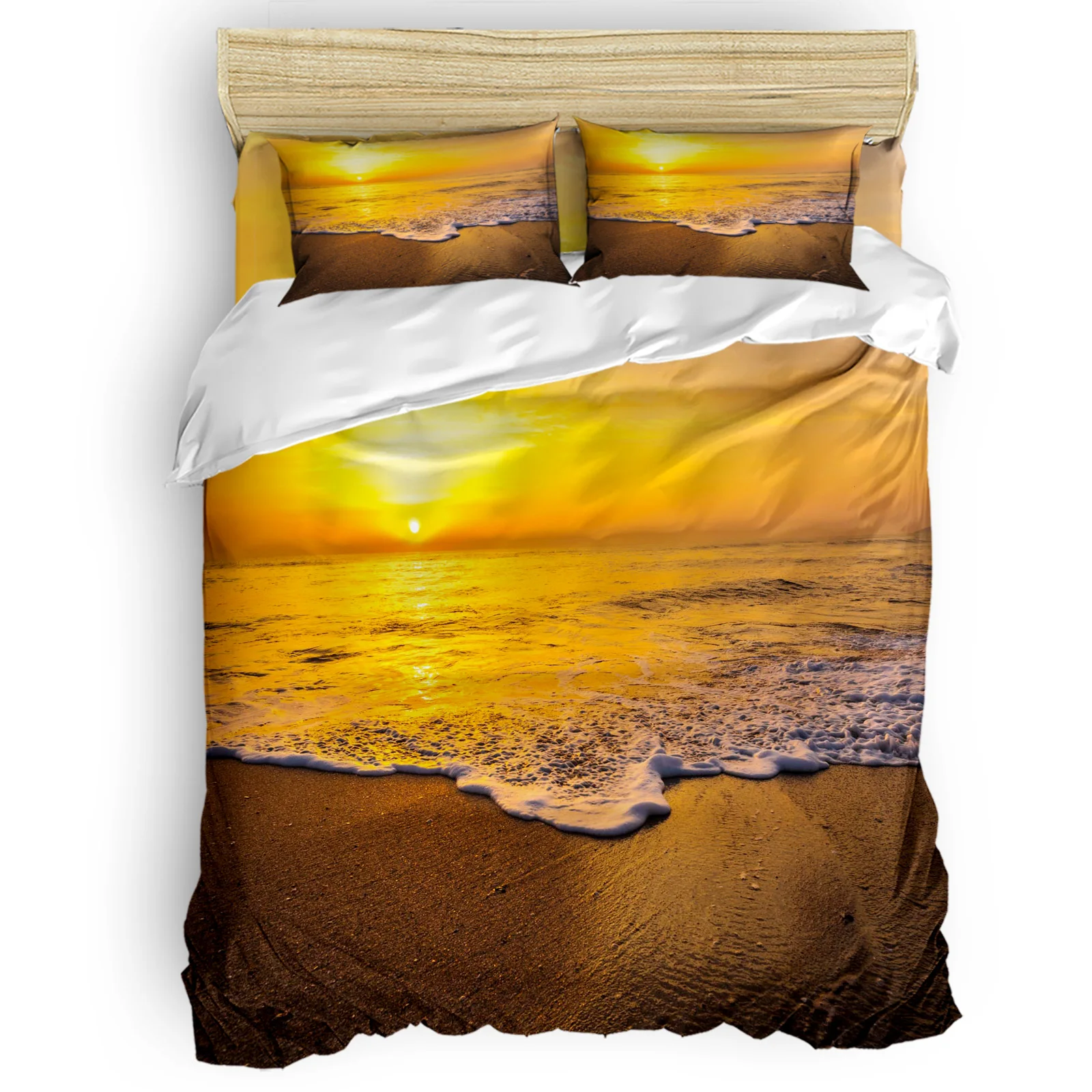 

Dusk Sunset The Sea Beach Shore Abstract Waves Comfortable Household Goods Bedroom Bed Luxury Duvet Cover 2/3/4 Pieces