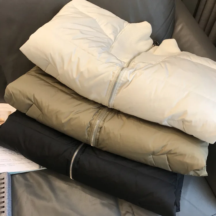 Jacket Women 90% White Duck Down Knitted Stand-up Collar Short Jackets Design Sense Zero Pressure khaki Light Thin Clothes Coat