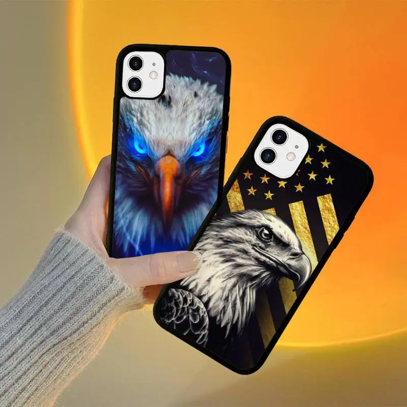 

King Of Birds Eagle Phone Case Silicone PC+TPU Case for iPhone 11 12 13 Pro Max 8 7 6 Plus X SE XR Hard Fundas