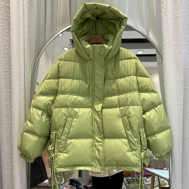2022 Winter New Women's Down Jacket Hooded Parkas Down Coat Solid Color Short Jacket Ladies Casual Warm Outwear