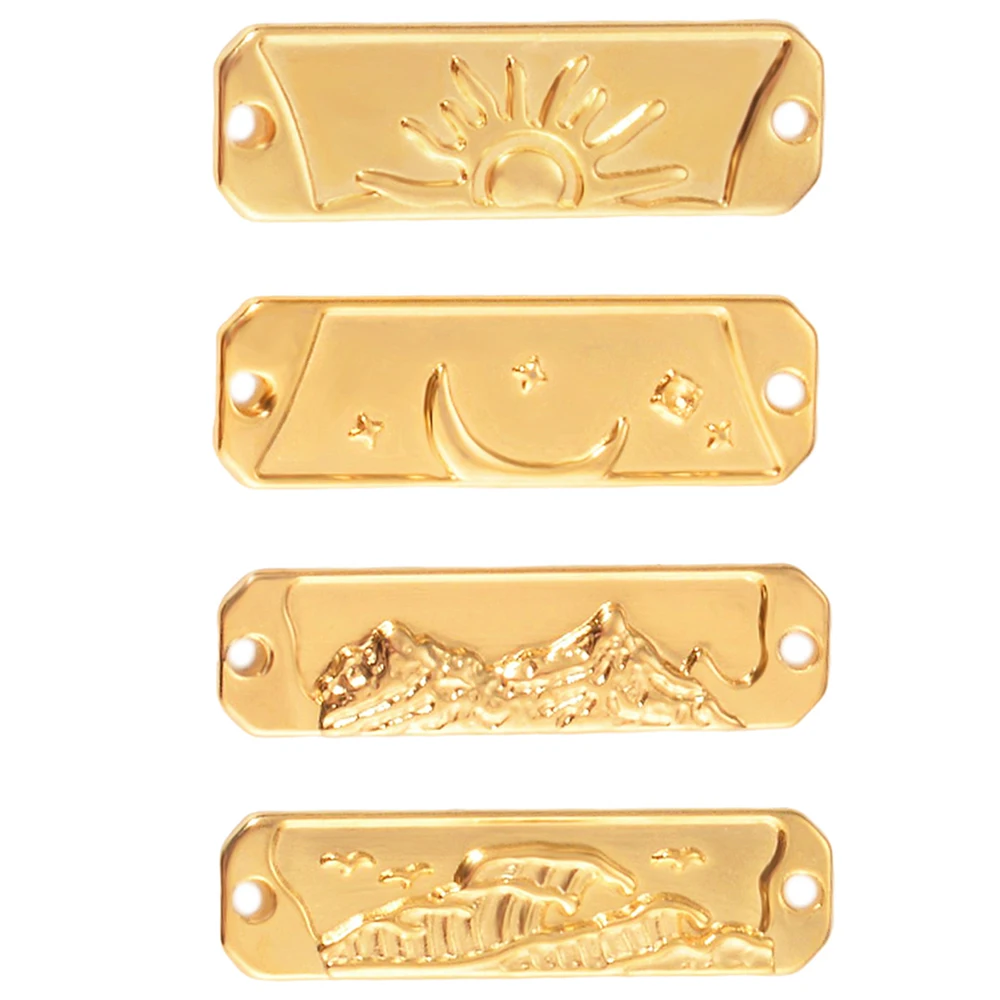 5pcs/lot Stainless Steel Oil Pressure Moon Sun Mountains Charms Pendant For DIY Fashion Necklace Bracelets Jewelry Accessories