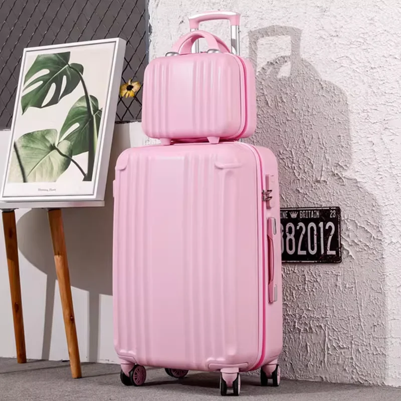 Новый милый розовый чемодан на колесиках для девочек женский студенческий