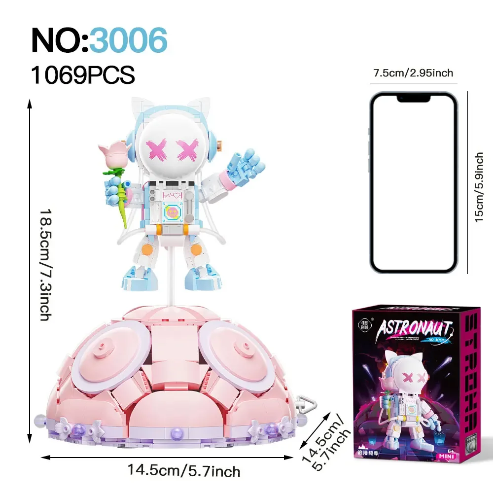 WLtoys 3006 1069 шт. 1 мини-строительный блок астронавт музыкальная шкатулка комплект