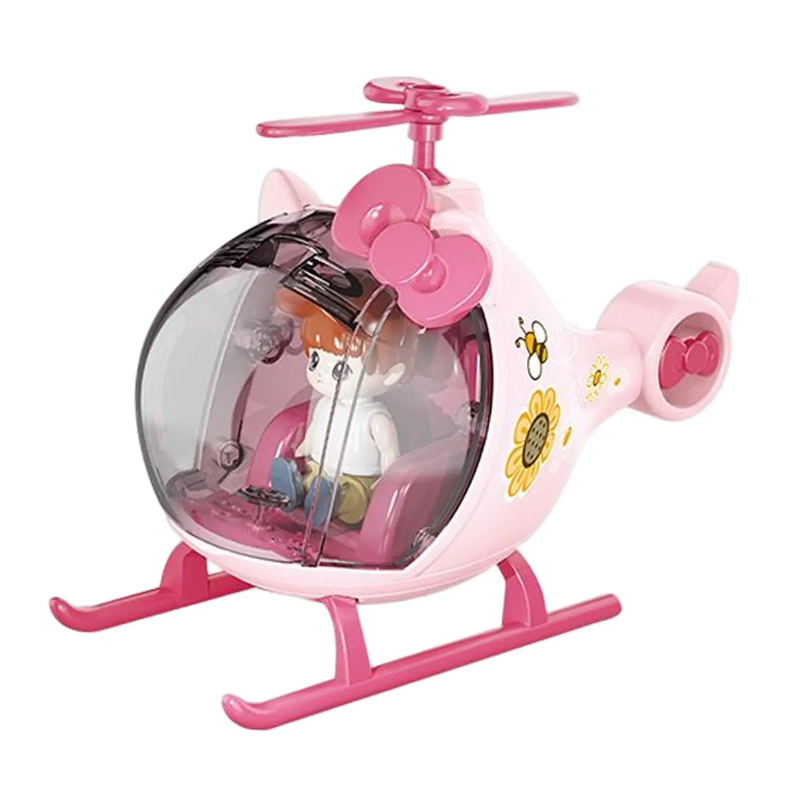 

Small Helicopter Toy Collectibles with Action Figure Doll Kids Flying Toy Inertial Taxiing Plane Model Cute Helicopter for Gifts