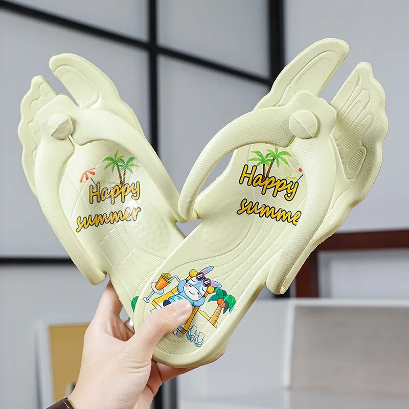 

Summer new men and women personality cartoon portable folding travel outdoor couple herringbone beach slippers sandals