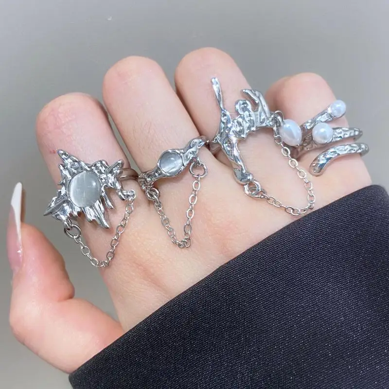 Кольцо с имитацией жемчуга в стиле панк