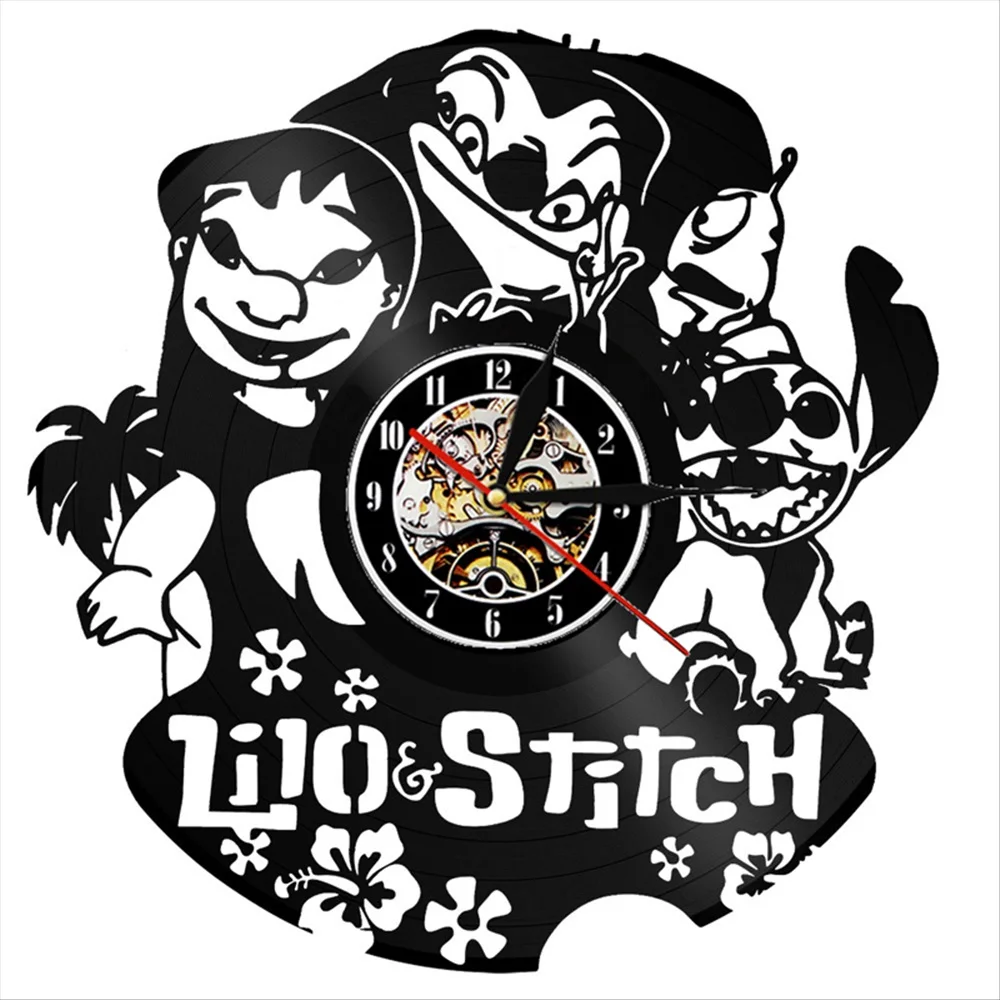 Анимированная пленка Лило и Стич виниловая пластинка настенные часы для девочек