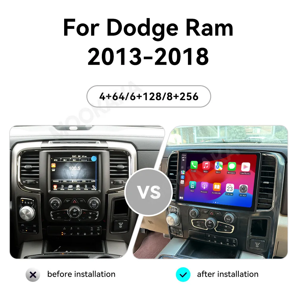 Фото Автомагнитола Android для Dodge Ram 2013-2018 с мультимедиа, беспроводным CarPlay, GPS-навигацией и стереосистемой №3