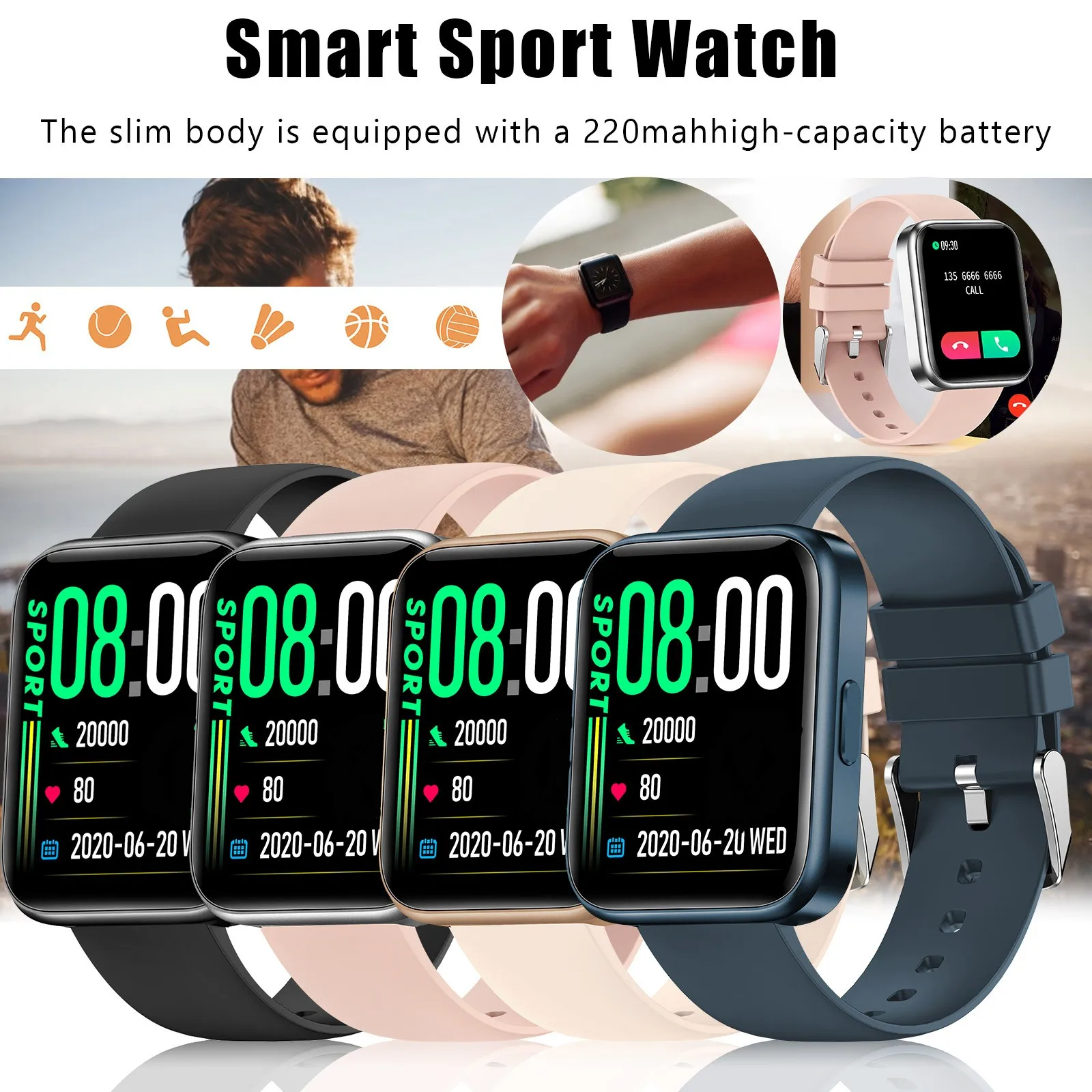 

V30 Sleep Detection Multi-sport Mode Sports Pedometer Smart Watch Tracking Sports Bracelet For Apple Android Smart Watch