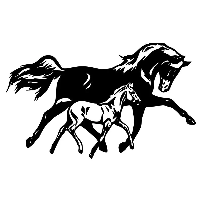 

20*12.3CM Horse Filly Colt Rodeo Classic Car Body Stickers Decal Western Farm Car Styling Black/Silver for Buick Stickers
