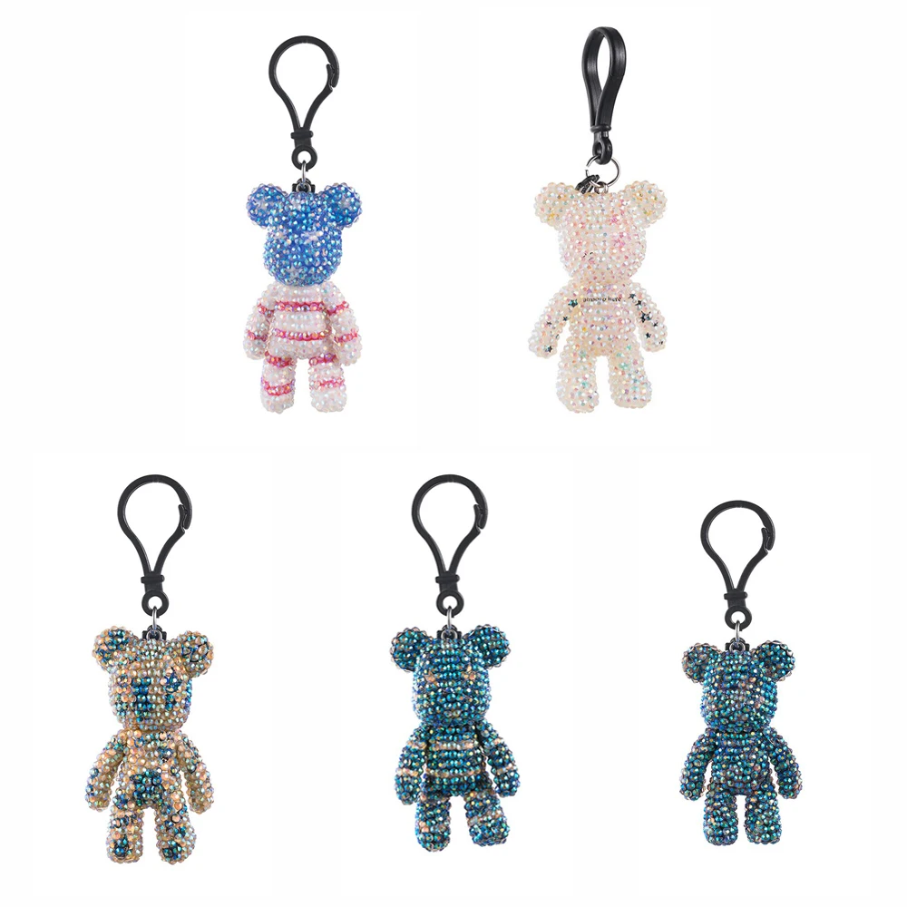 

Брелок для ключей «сделай сам» с изображением милого медведя, мозаика с полной вышивкой, ручная работа, подарок для женщин, для сумок
