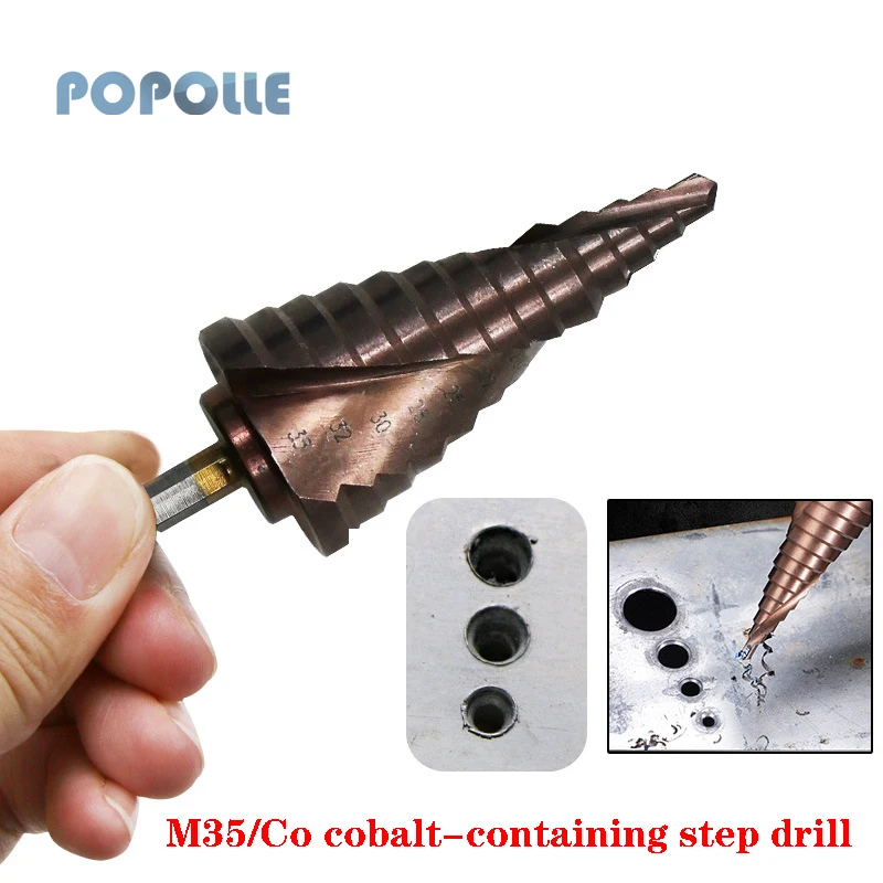 Metal Hole Opener M35 5% Cobalt Step Drill Bit 6-24 6-35 HSS-CO High Speed Steel Tapered Metal Spiral Groove Drill Bit