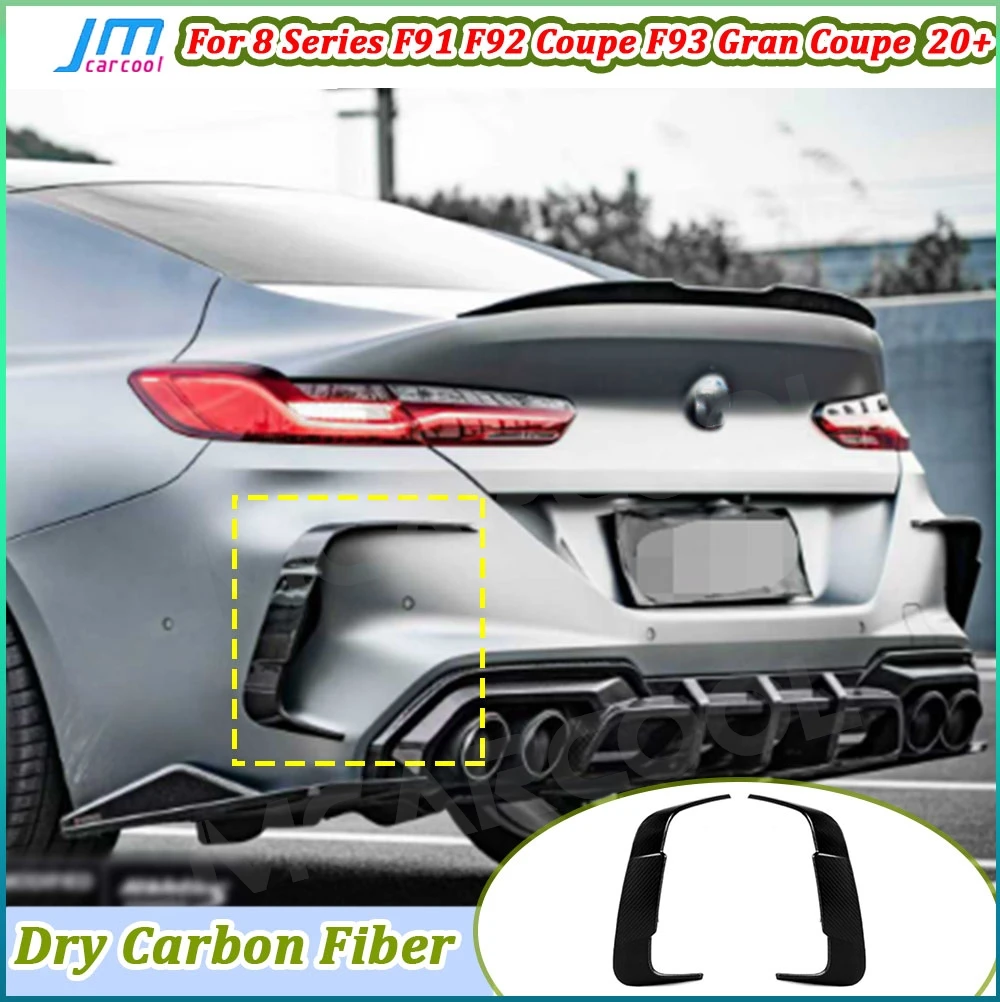 Фото Для BMW 8 серии F91 F92 M8 Coupe F93 M8 Gran Coupe 2020+ Накладки-сплиттеры на задний бампер из сухого карбона, декоративные элементы из FRP на задние крылья №1