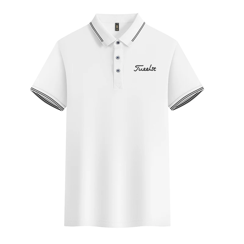 Summer Golf Shirt for Men's Short Sleeve Tops Turn Down Collar Slim Fit Button Golf Clothing Breathable Casual Men Polo Shirt