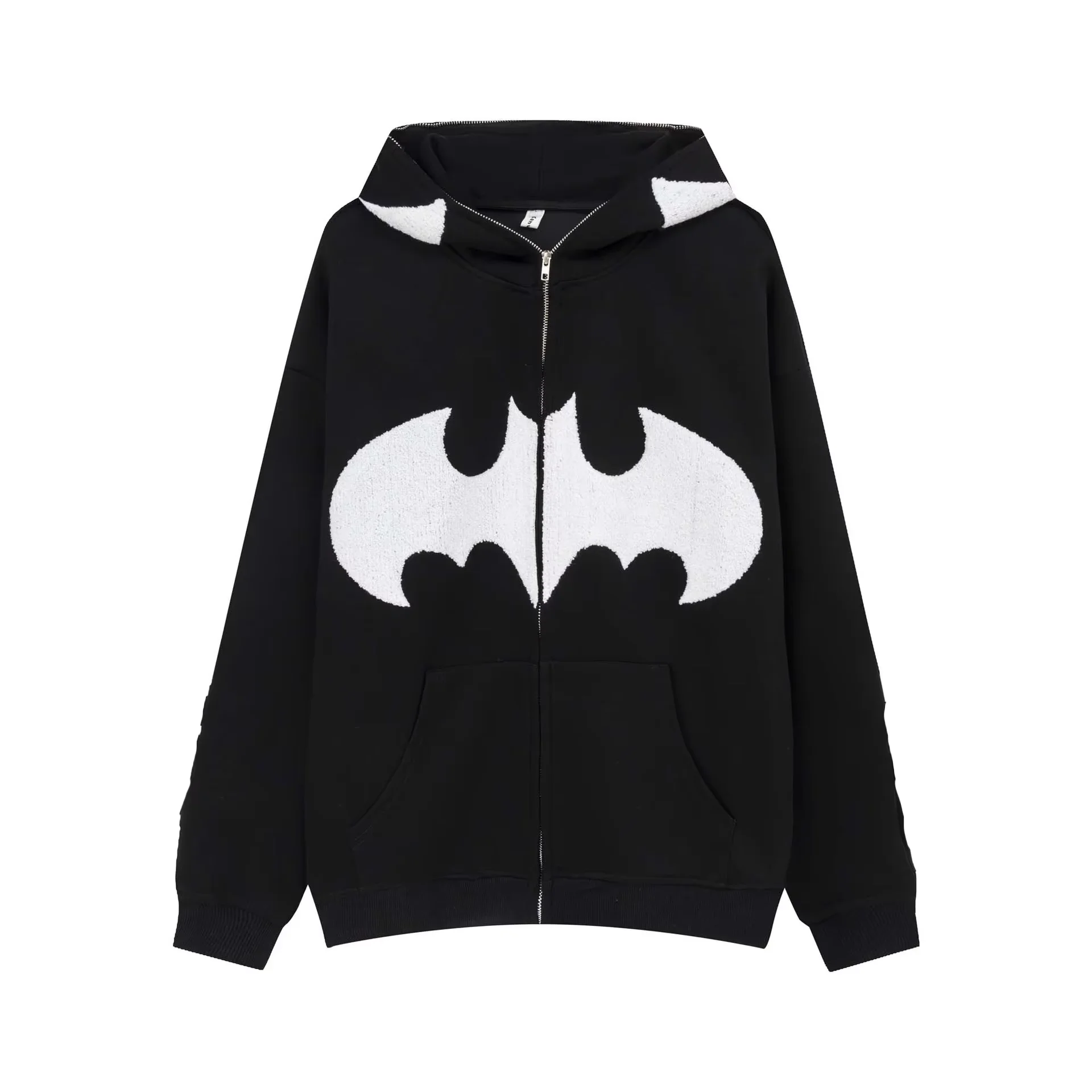 Y2K толстовка в стиле хип-хоп на молнии Харадзюку с принтом летучей мыши женская и