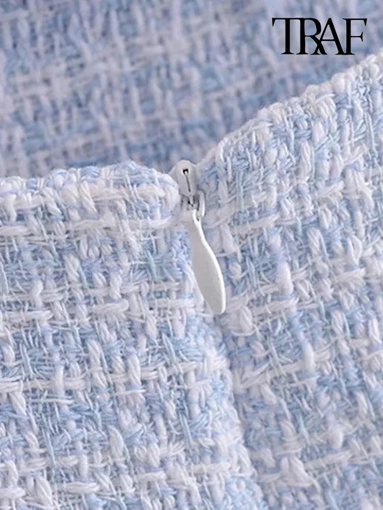 Платье-мини из твида с разрезом спереди на молнии открытой спиной | Женская