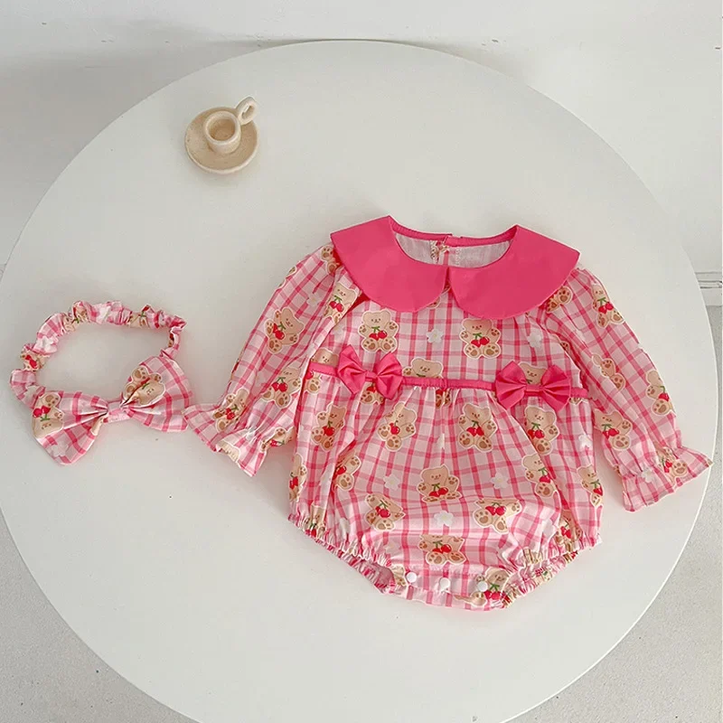 Весенне-осеннее милое боди с длинными рукавами и воротником Питер Пэн для