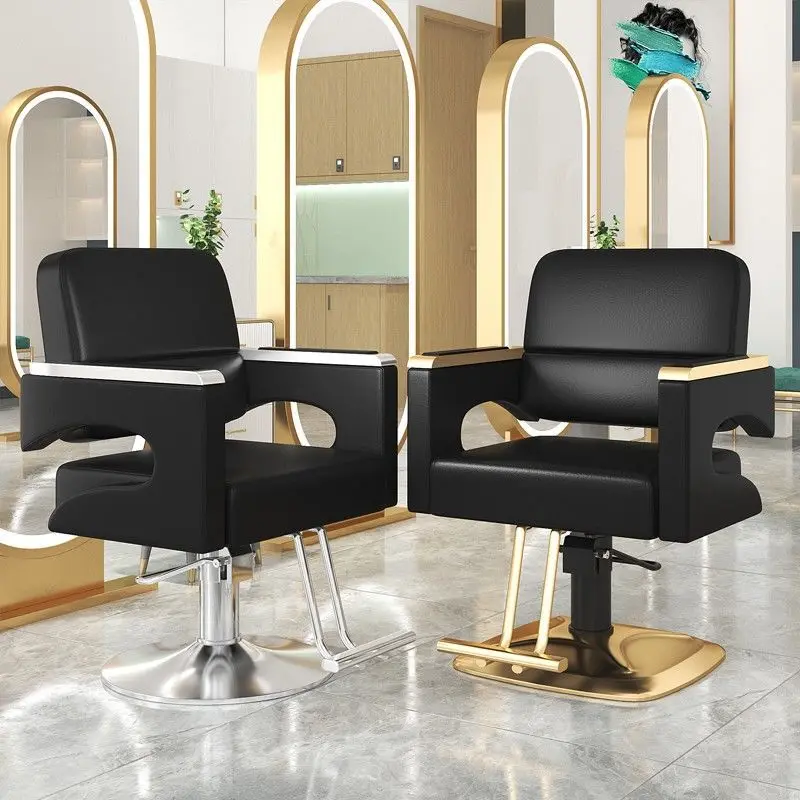 

Специальное кресло для салона, новинка 2023 года, вращение на 360 °, кресло большого размера для работы, кресло для стрижки волос в салоне, Роскошное кресло для салона, черное золото