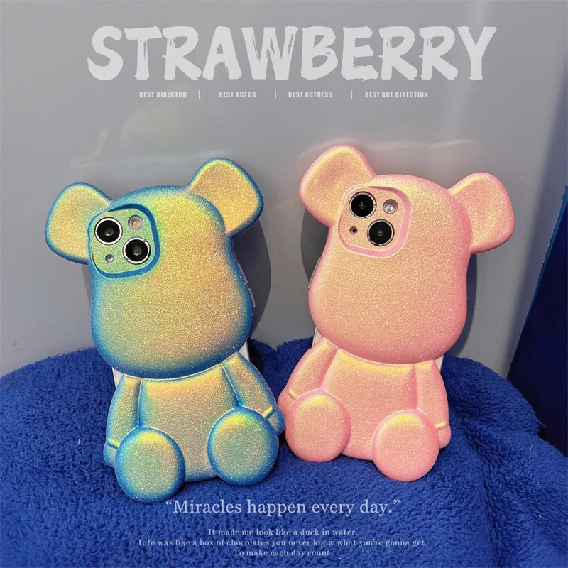

Fashion Glitter Bear Shape Case Cover for IPhone 11 12 13 Pro X XR XS Shockproof Phone Case IPhone 13 Case IPhone 11 Case