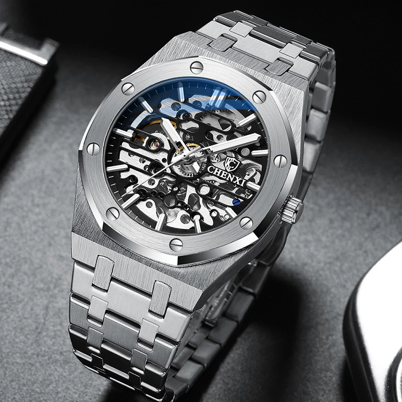 Men Watches Luxury Brand Skeleton Mechanical Watch Waterproof Luminous Multi Function Automatic Tourbillon Watch Stainless