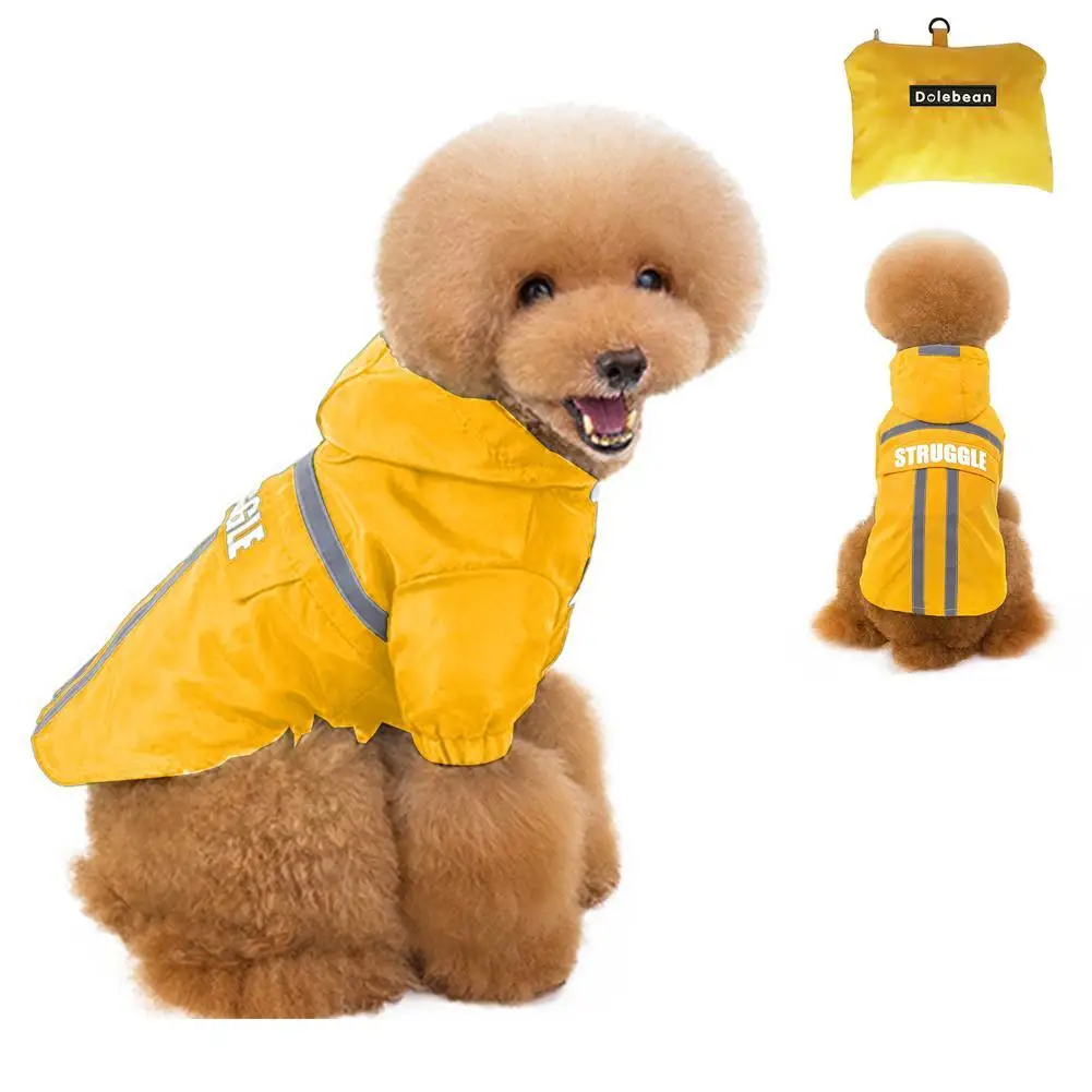 

Дождевик для собак с капюшоном, легкий водонепроницаемый складной двухслойный дождевик, пончо со светоотражающими полосками