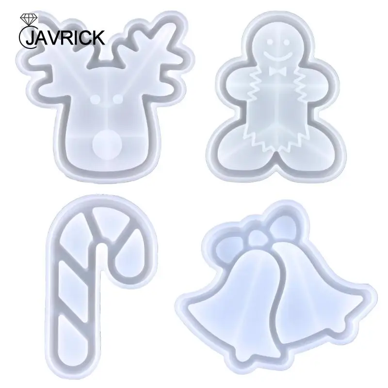 

Gingerbreads Man Crutches Elk Bells Storage Tray Mould Silicone Molds Christmas Mirror Molds for DIY Crafts
