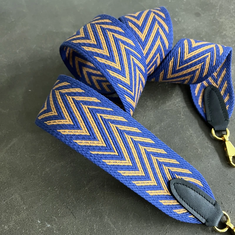 Kelly Buckle Wax Thread Belt Wide Shoulder Belt Woven Bag Belt Single Shoulder Messenger Bag With Round Dot Blue Narrow