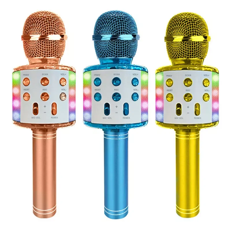 

Wireless Karaoke Microphone Handheld Portable Speaker Home KTV Player with Dancing LED Lights Record Function for Kids Gifts