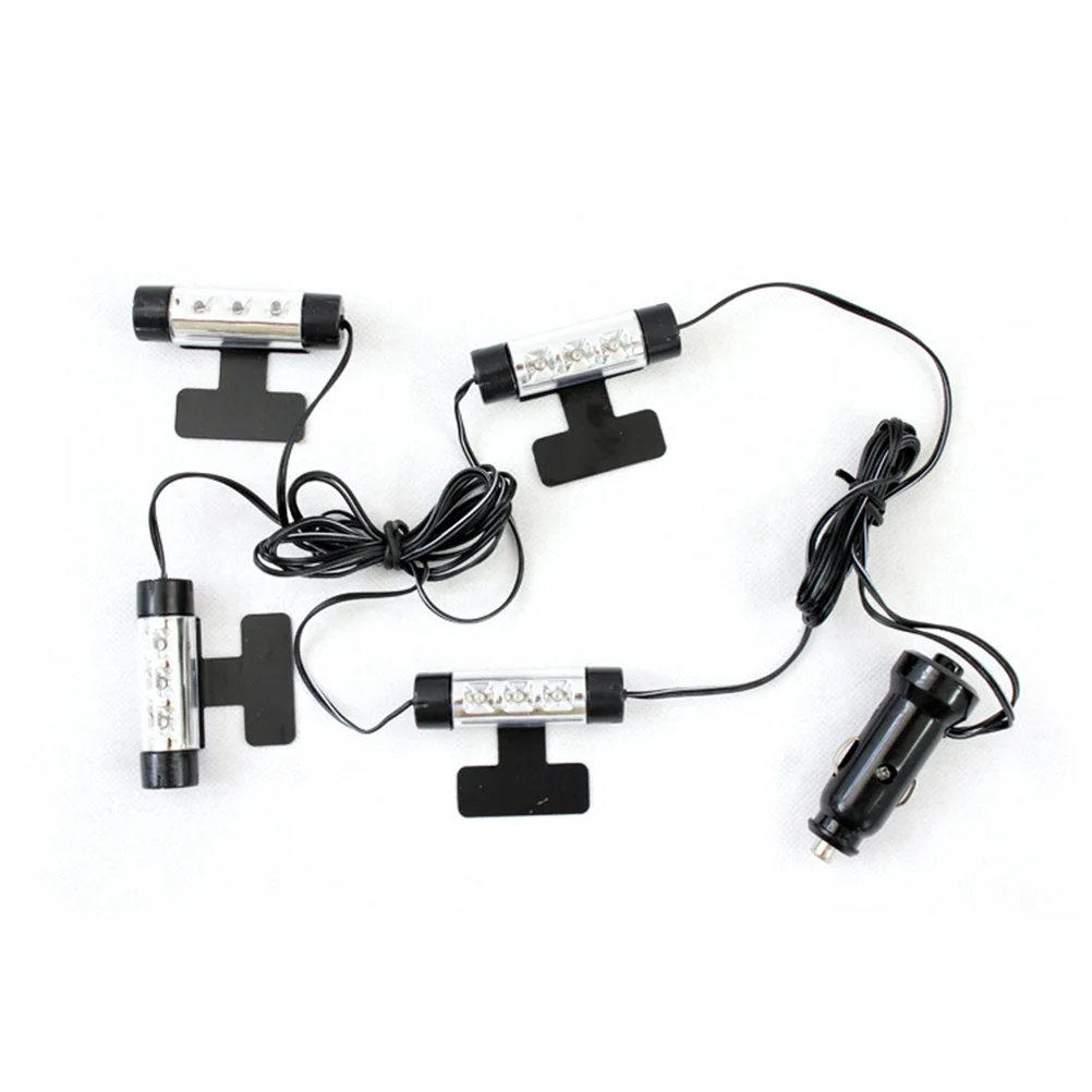 

4 x 3 LED Car Auto Interior Atmosphere Lights Decoration Lamp Auto Car Floor Lights with Glowing Blue Bright Light for All