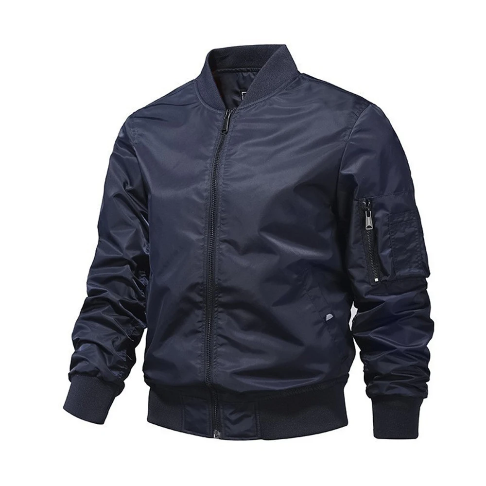 

Куртка мужская однотонная, Бомбер в стиле милитари, бейсбольная уличная одежда, пиджак-авиатор, весна-осень