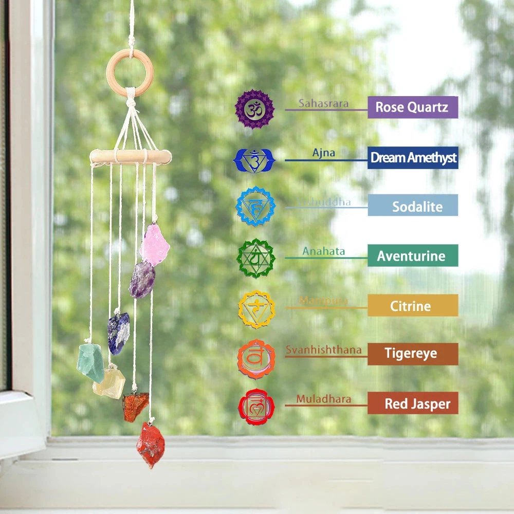 

7 Chakra Hanging Ornament Reiki Healing Energy Balance Meditation Amulet Car Home Decor Natural Crystal Tassel Pendant FengShui