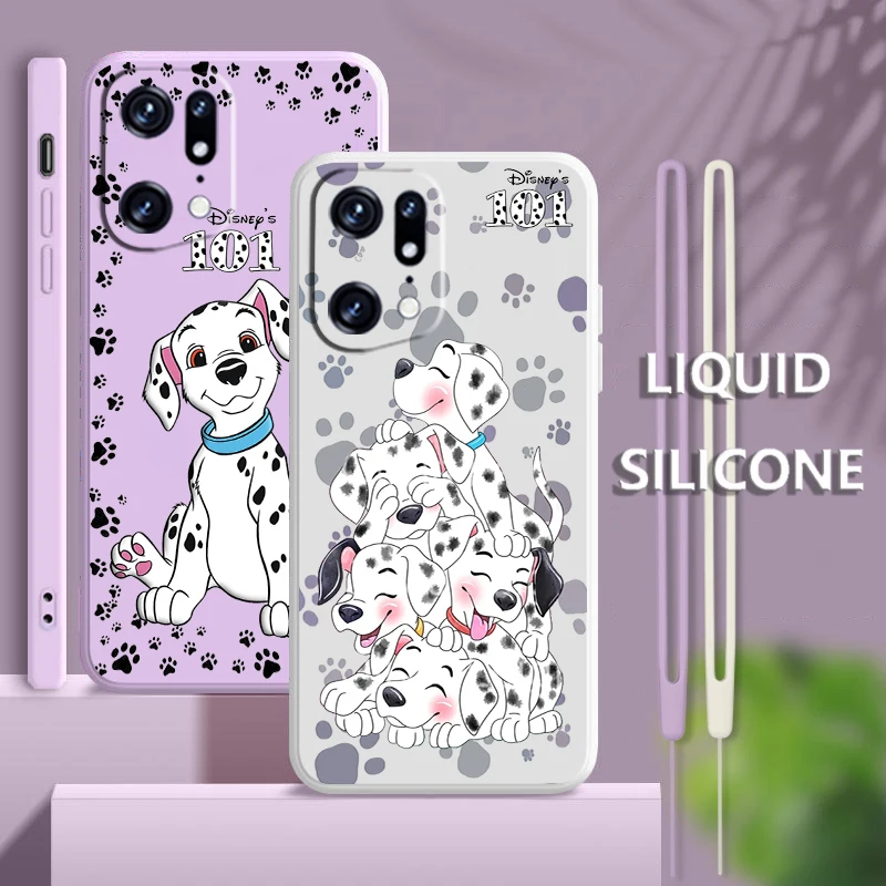 

101 Dalmatians Cartoon For OPPO Find X5 X3 X2 neo Pro Lite A5 A9 2020 A53S A77 A96 A94 4G 5G Liquid Rope Soft Phone Case Fundas