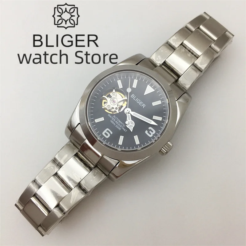 Мужские часы с автоматическим механизмом BLIGER NH38A 36 мм 39 полый циферблат