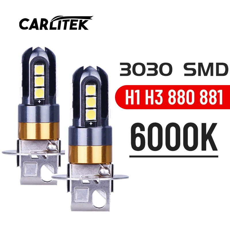 

H1 H3 Led Fog Light Bulbs H27 880 881 Car Lamps 360 Super LED 6000K 3030 SMD Moto Auto 12V Hi/Lo Headlamps Diodes Plug&Play 2pcs